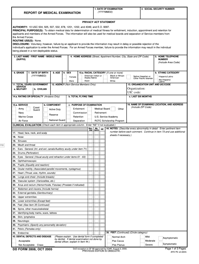 2005 2020 Form DD 2808 Fill Online Printable Fillable Blank PdfFiller