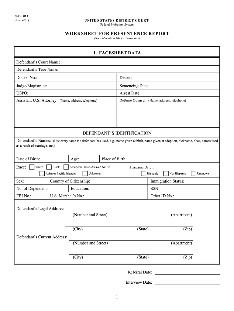 221-221 Form PROB 21 Fill Online, Printable, Fillable, Blank Intended For Presentence Investigation Report Template