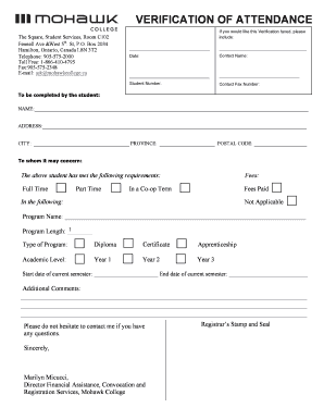Verification of Attendance Form
