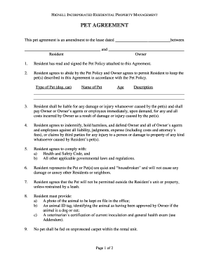 Residential Pet Agreement