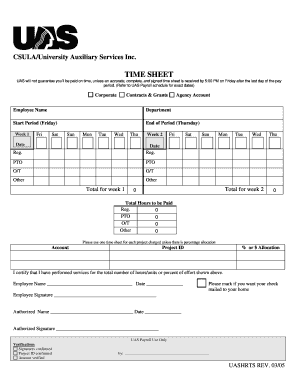 Bi-weekly Payroll Time Sheet