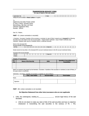 Transmission Request Form for Securities