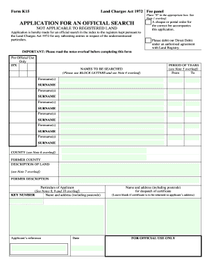 UK Land Charges Act 1972 Official Search Application