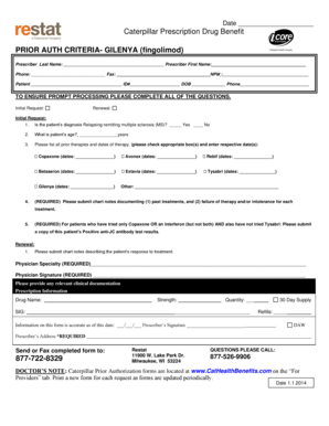 Caterpillar Prescription Drug Prior Authorization Form