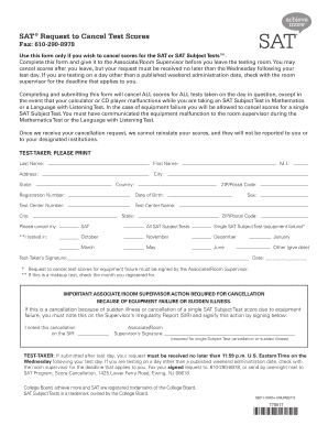 SAT Score Cancellation Request Form