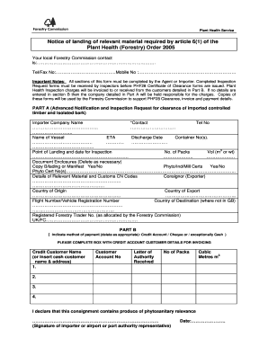 Plant Health Inspection Request Form