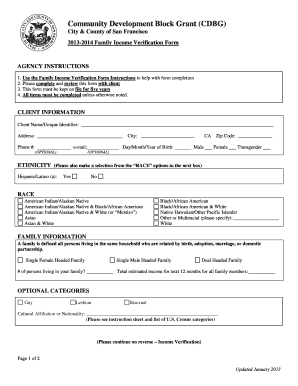 2013-2014 Family Income Verification Form