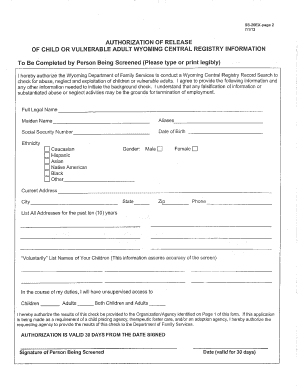 Wyoming Child Abuse Neglect Adult Central Registry Screen