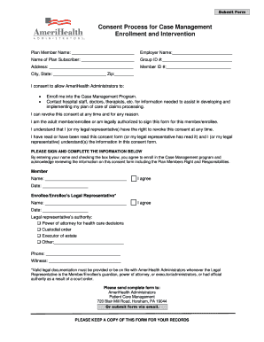 Consent Form for Case Management Program