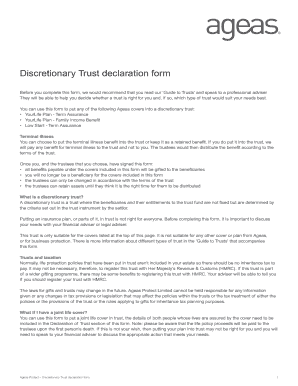 Ageas Discretionary Trust Declaration Form