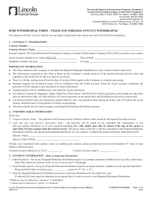 RMD Withdrawal Form - Fixed and Indexed Annuity