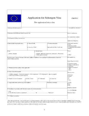 Formulaire de demande de visa Schengen