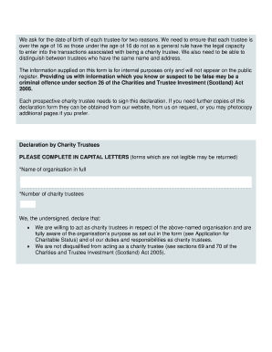 Declaration by Charity Trustees
