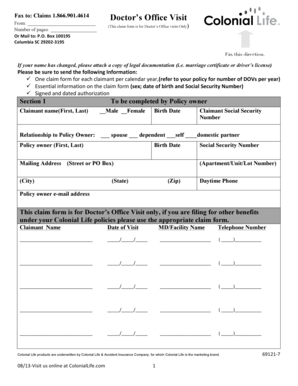 Doctor's Office Visit Claim Form