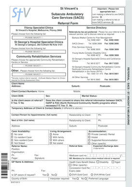 St Vincent's SACS Referral Form