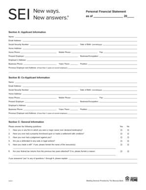 Personal Financial Statement Form