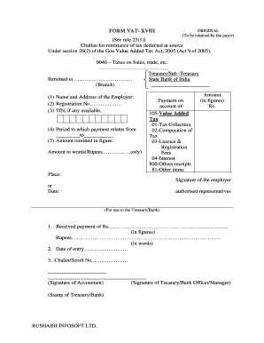 Goa VAT-18 Challan for TDS Remittance