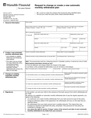 Automatic Monthly Withdrawal Plan Request