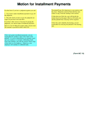 Motion for Installment Payments