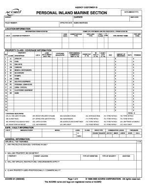 Inland Marine Insurance Application Form
