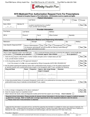 NYS Medicaid Prior Authorization Request Form