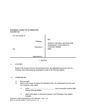 Motion and Declaration for Temporary Nonparental Custody Order