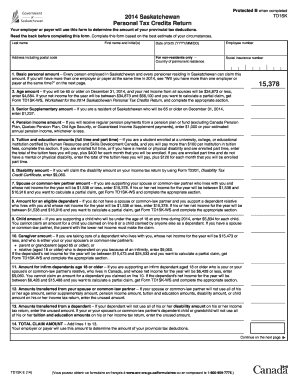 Saskatchewan TD1SK Personal Tax Credits Return