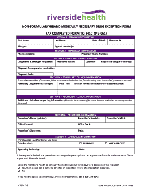 Non-Formulary Drug Exception Form