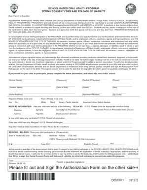 School-Based Oral Health Program Dental Consent Form