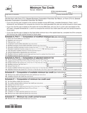 New York Minimum Tax Credit Form CT-38