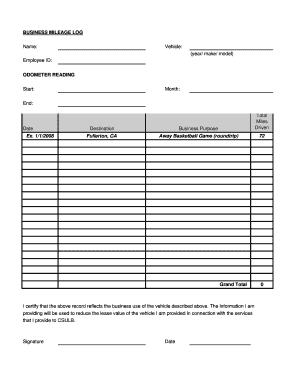 BUSINESS MILEAGE LOG Name: Vehicle: (year/ make/ model ... - daf csulb