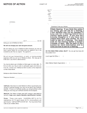 California Welfare-to-Work Notice of Action