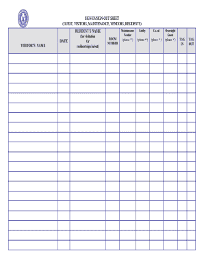 Key sign out sheet pdf - sample of secretary guest info on excel