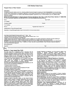 CISI Medical Claim Form