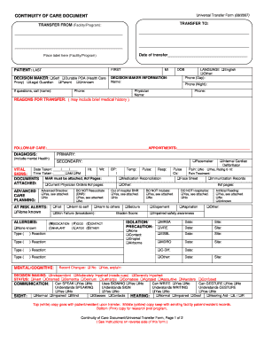 Continuity of Care Document Universal Transfer Form