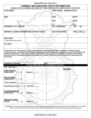 Criminal Background Check Form