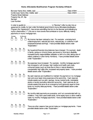 Home Affordable Modification Program Hardship Affidavit