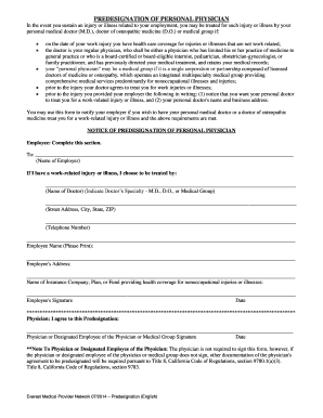Predesignation of Personal Physician