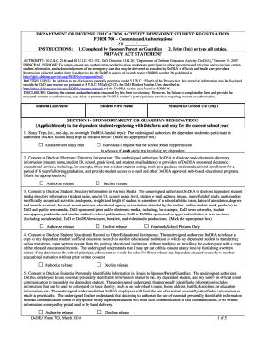 DoDEA Student Registration Form 700