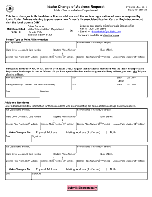 Idaho Change of Address Request ITD 3239