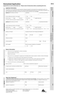 Minnesota Homestead Application CR-H