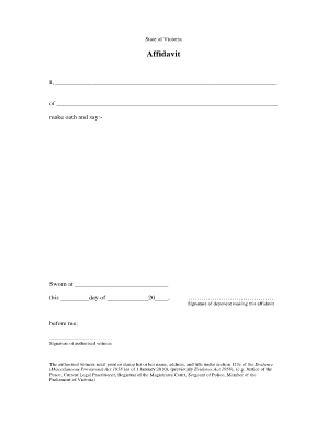 Victoria Affidavit Form