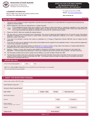 Recreational Motor Boat Re-Registration Application