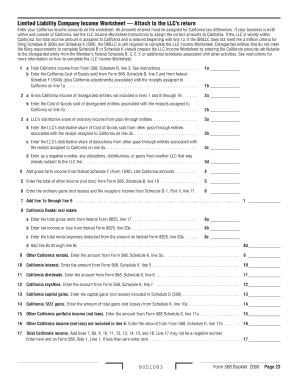 California LLC Income Worksheet