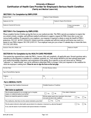 Certification of Health Care Provider for Employee's Serious Health Condition