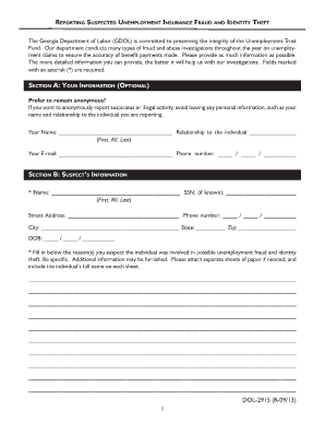 Georgia Unemployment Insurance Fraud Report Form