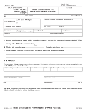 Order Extending Bond for Protection of Named Person(s)
