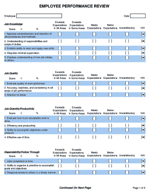 Employee Performance Review Form