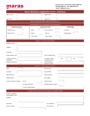 Maras Reference Application Form - Individual