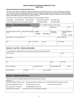 Kaiser Aluminum Asbestos PI Trust Claim Form